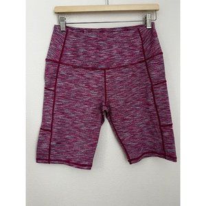Oalka Performance Yoga  Shorts Womens L Heather Barbie Pink  Bike Shorts New Gym